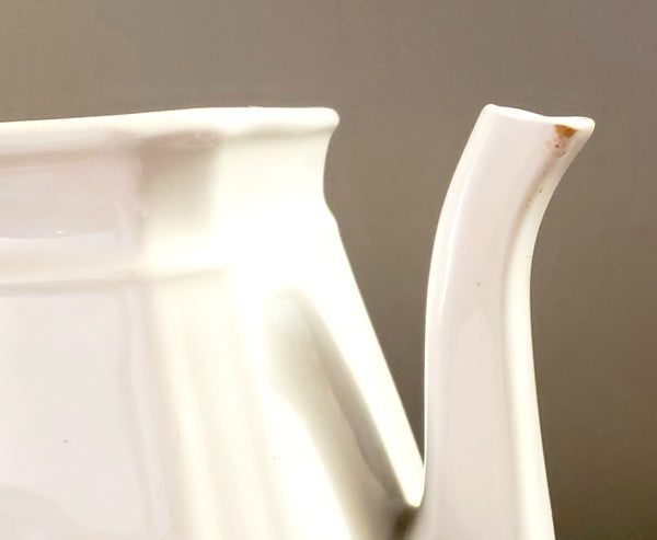 Antique English White Royal Ironstone Teapot by Alfred Meakin England c. 1875-1897