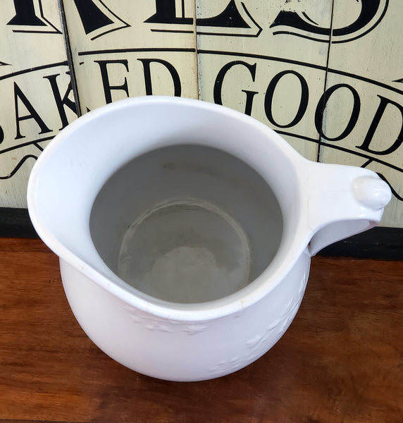 Antique 10 inch White Ironstone Pitcher Ivy Vines by Meakin & Co c. 1865-1882