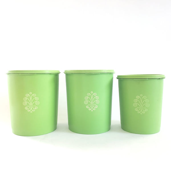 Vintage Tupperware Apple Green Maxi Canisters c. 1970's