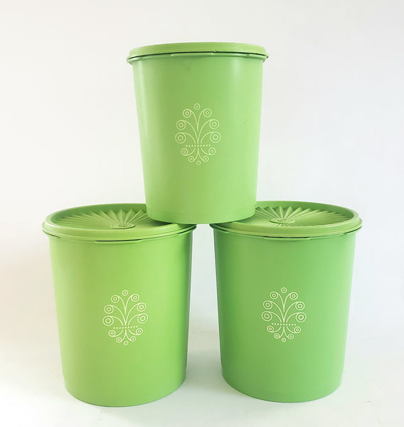 Vintage Tupperware Apple Green Maxi Canisters 1970's