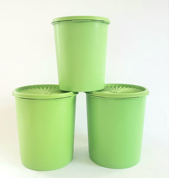 Vintage Tupperware Apple Green Maxi Canisters 1970's