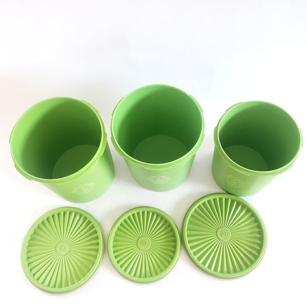 Vintage Tupperware Apple Green Maxi Canisters 1970's