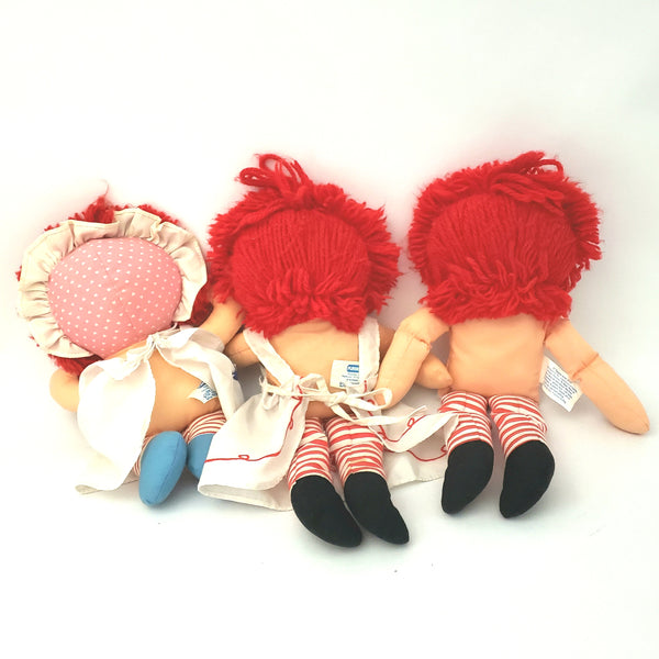 Vintage Raggedy Ann Dolls Lot of 3 by Playskool 1987 and 1989