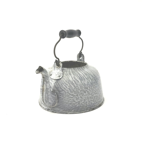 Antique Gray Granite Iron Ware, Gooseneck Tea Pot, No Lid by St. Louis Stamping Co.