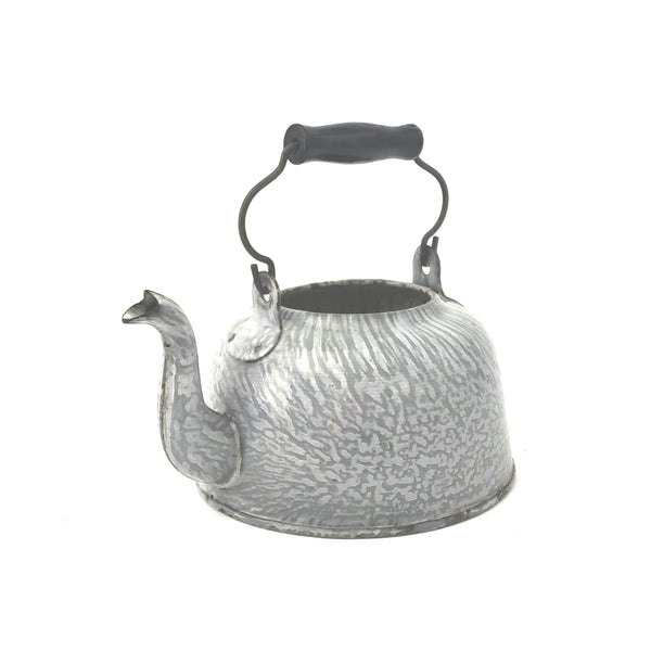 Antique Gray Granite Iron Ware, Graniteware Gooseneck Tea Pot, No Lid by St. Louis Stamping Co.