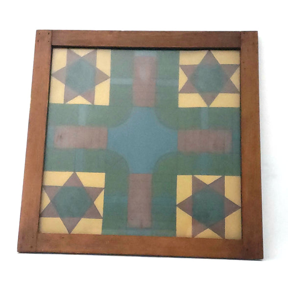 Parcheesi Game Board Framed Under Glass, Americana Folk Art Style