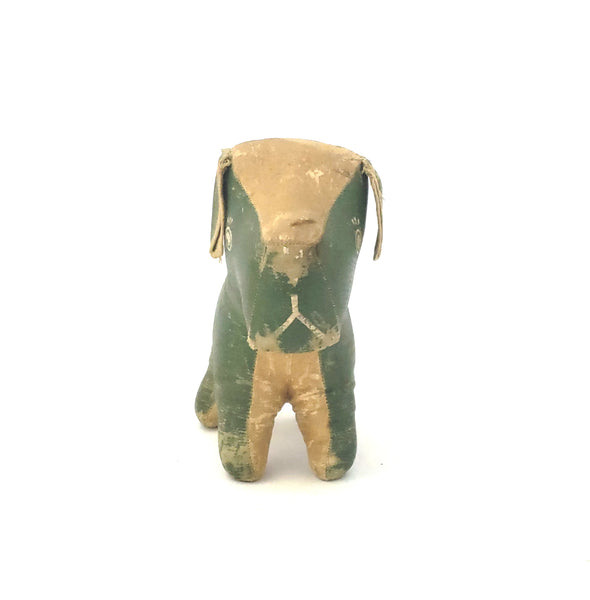 Vintage Stuffed Scottie Dog, Oil Cloth Green 1930's