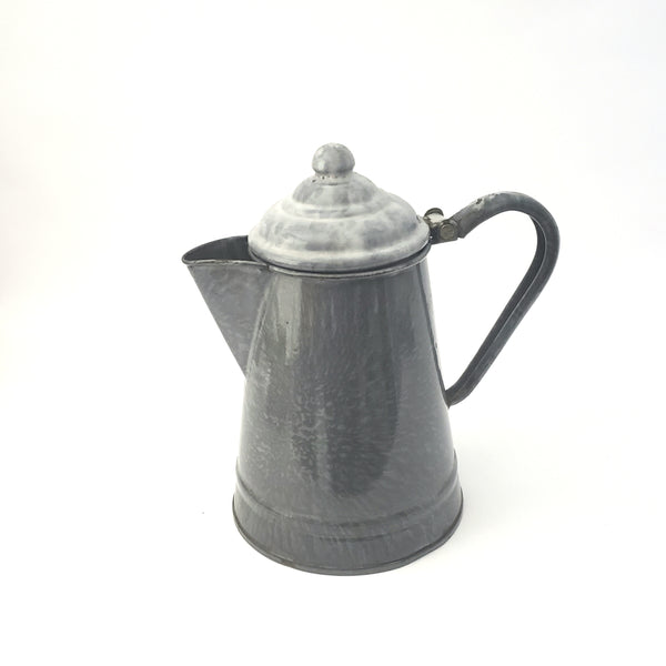 Antique Gray Granite Ware Enameled Coffee Pot