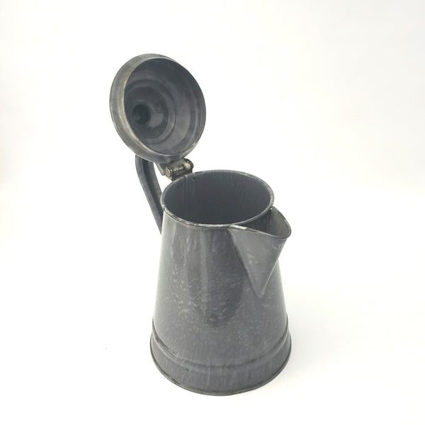 Antique Gray Granite Ware Enameled Coffee Pot