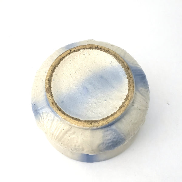 Antique Blue and White Salt Glazed Stoneware Spittoon Cuspidor