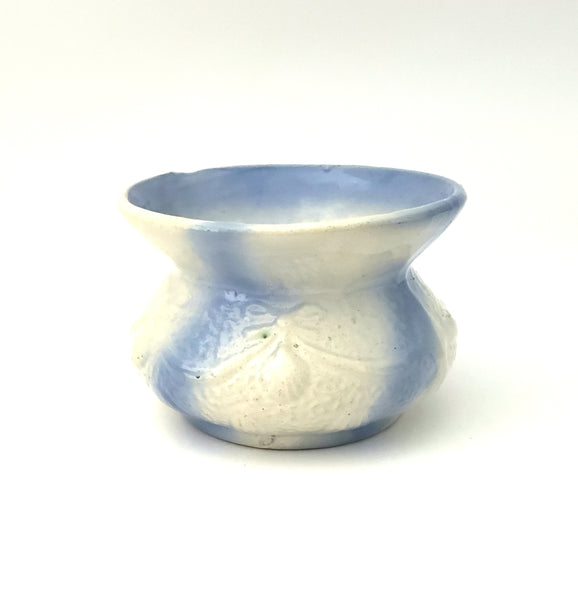Antique Blue and White Salt Glazed Stoneware Spittoon Cuspidor