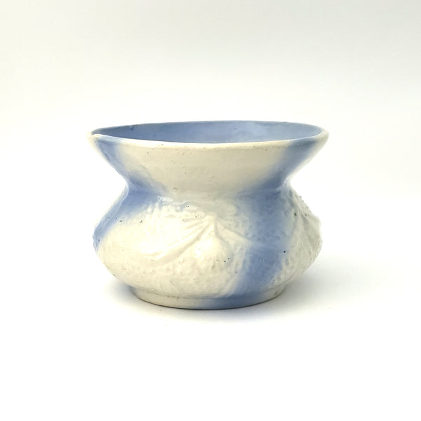 Antique Blue and White Salt Glazed Stoneware Spittoon Cuspidor