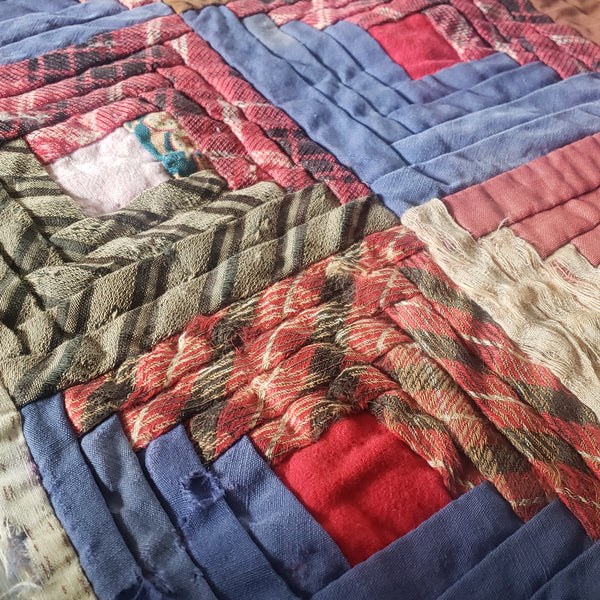 Early American Antique Bassinet Cradle Quilt Two Sided Patterns 19th Century 29" x 35"