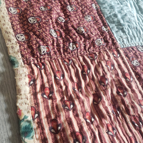 Early American Antique Bassinet Cradle Quilt Two Sided Patterns 19th Century 29" x 35"