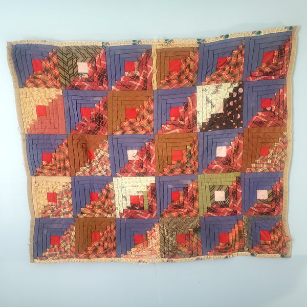 Early American Antique Bassinet Cradle Quilt Two Sided Patterns 19th Century 29" x 35"