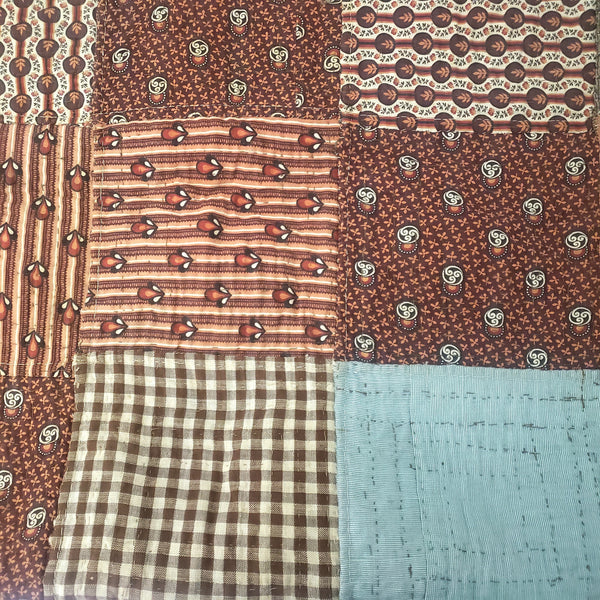 Early American Antique Bassinet Cradle Quilt Two Sided Patterns 19th Century 29" x 35"