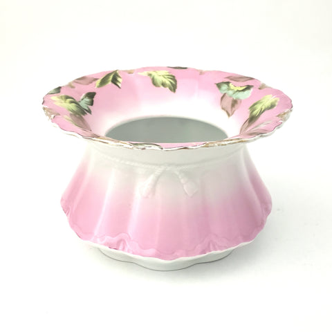 Antique Porcelain Pink and White Decorated Ladies Spittoon Cuspidor ~ Germany