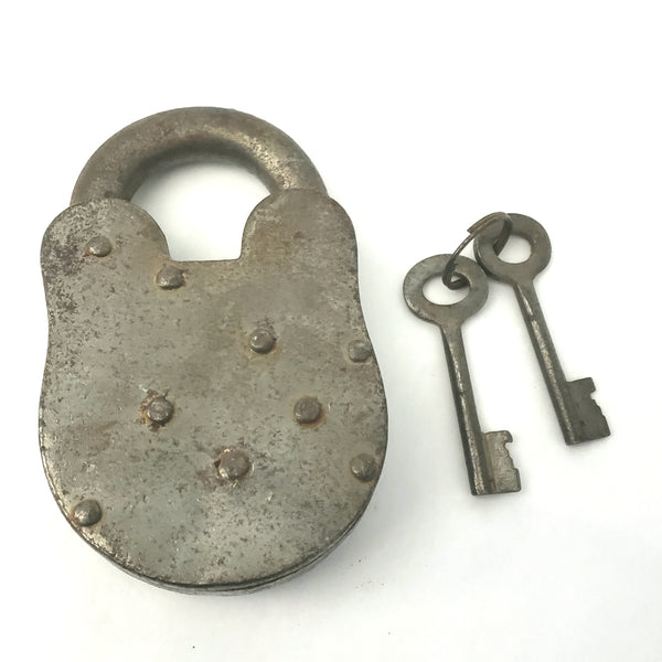 Confederate States Armory Style Padlock and 2 Keys Cast Iron and Brass