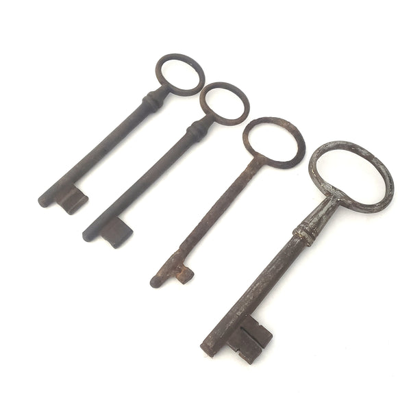 Antique Rustic Iron Skeleton Keys Collection of 4