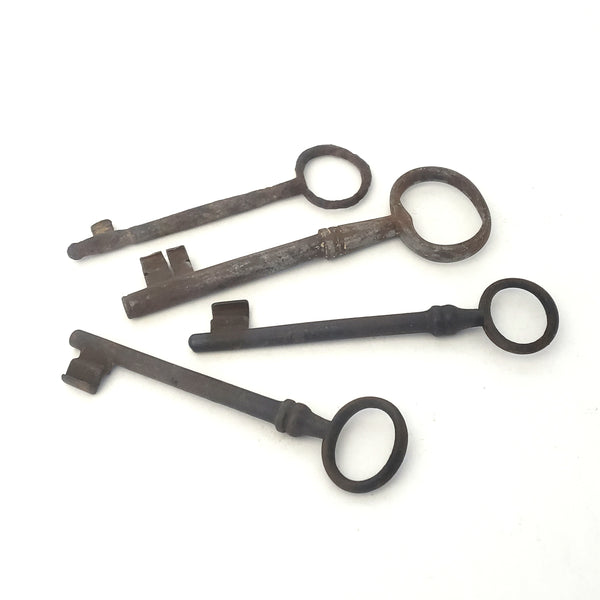 Antique Rustic Iron Skeleton Keys Collection of 4