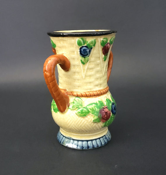 Vintage Maruhon Ware Glazed Handpainted Double Handle Vase 5 1/4"