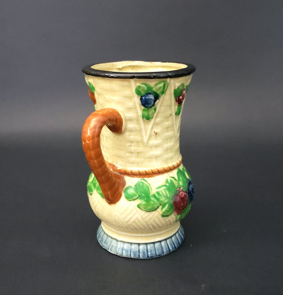 Vintage Maruhon Ware Glazed Handpainted Double Handle Vase 5 1/4"