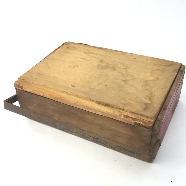 Pair of Old Wooden Cigar Boxes with Metal Closure Bars 9 1/4"