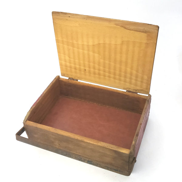 Pair of Old Wooden Cigar Boxes with Metal Closure Bars 9 1/4"