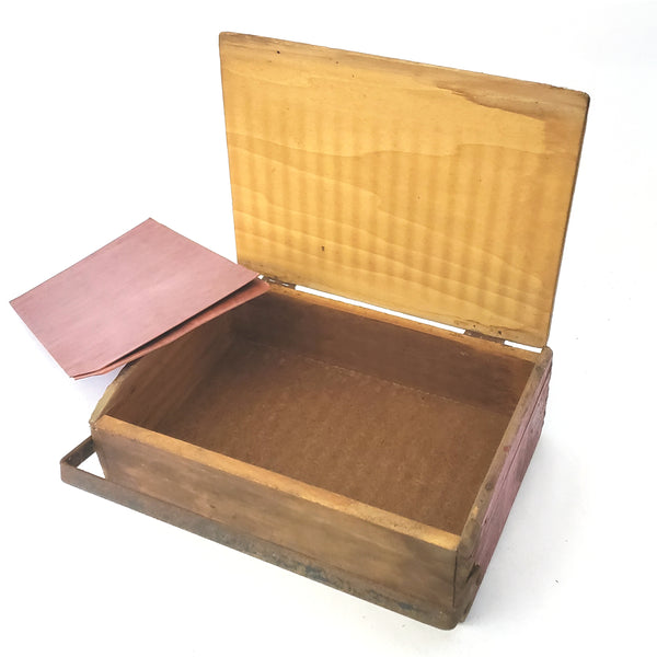 Pair of Old Wooden Cigar Boxes with Metal Closure Bars 9 1/4"