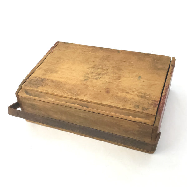 Pair of Old Wooden Cigar Boxes with Metal Closure Bars 9 1/4"