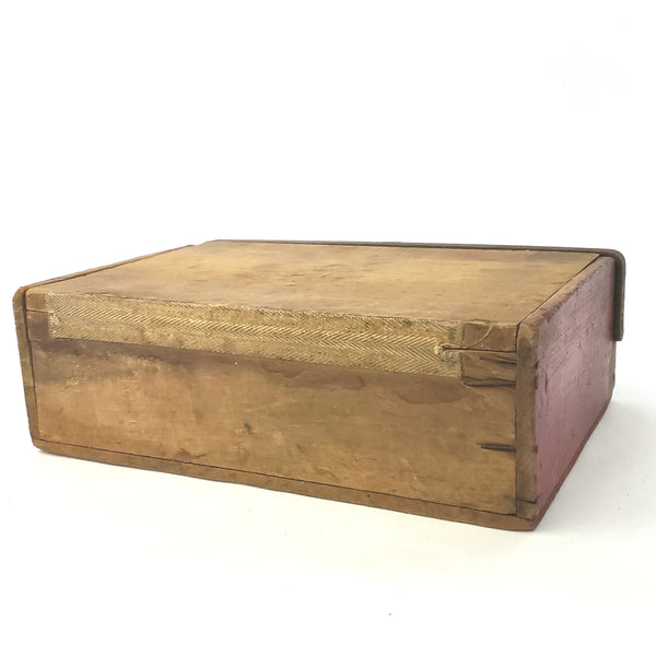 Pair of Old Wooden Cigar Boxes with Metal Closure Bars 9 1/4"