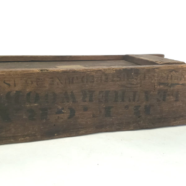 Antique B.F. Gravely Wooden Tobacco Sliding Lid Box Leatherwood, Virginia Late 1800s