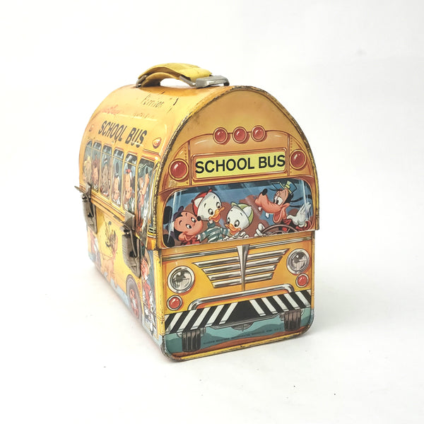 Vintage Walt Disney Metal SCHOOL BUS Lunch Box - No Thermos 1960s