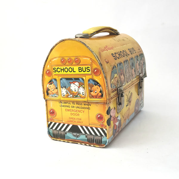 Vintage Walt Disney Metal SCHOOL BUS Lunch Box - No Thermos 1960s