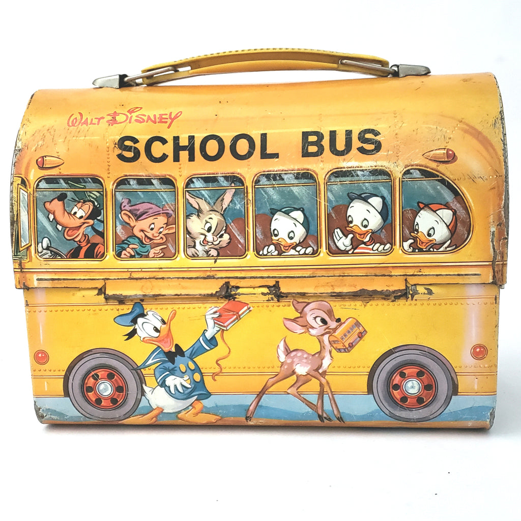 Disney, Other, Walt Disney Vintage School Bus Lunch Box With Thermos Very  Good Condition