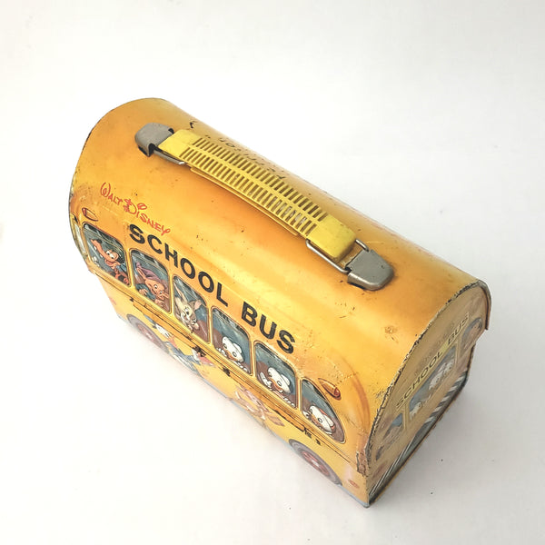 Vintage Walt Disney Metal SCHOOL BUS Lunch Box - No Thermos 1960s