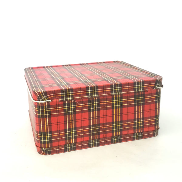 Vintage Aladdin Industries Red Plaid Metal Lunch Box ~ Mid-Century