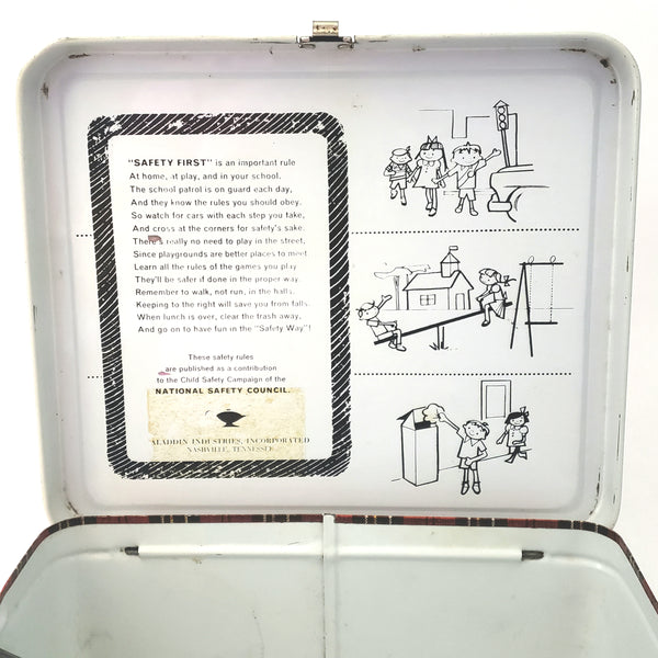 Vintage Aladdin Industries Red Plaid Metal Lunch Box ~ Mid-Century