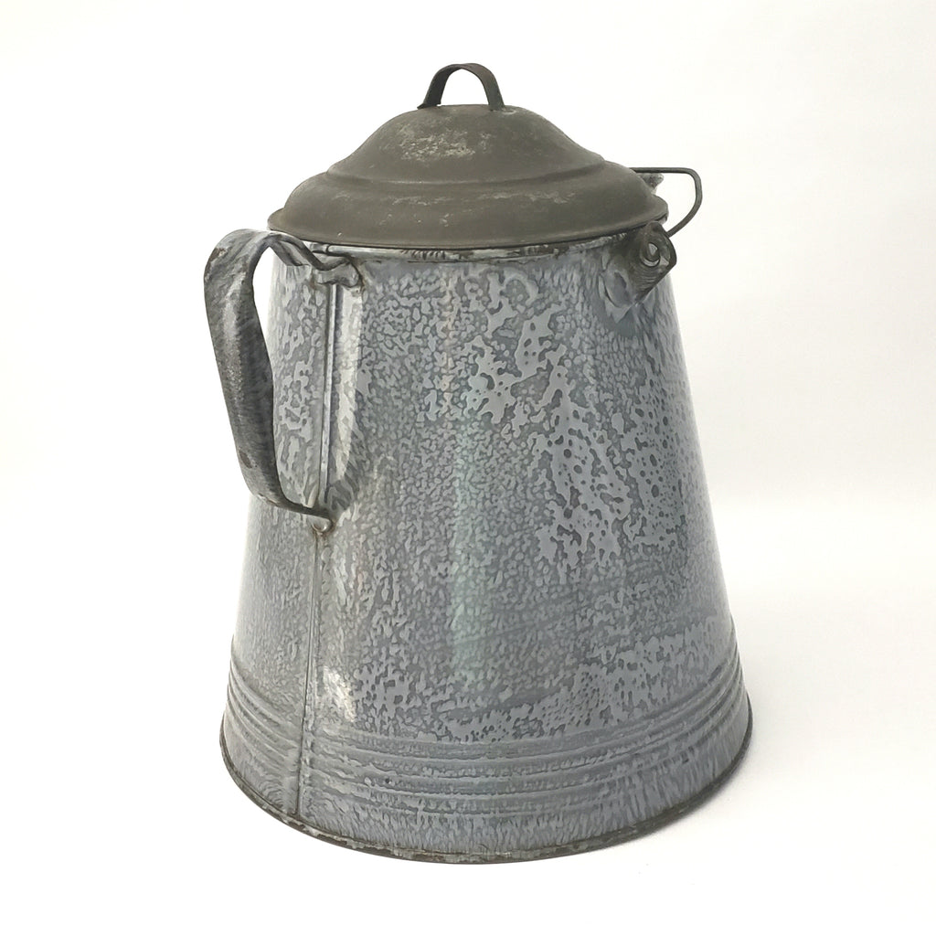 Cowboy Coffee Pot Large Vintage Enamel Graniteware