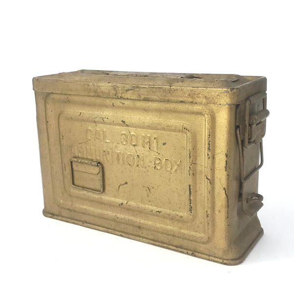 WWII U.S. Steel Military Ammunition Box .30 CAL M1 by CANCO Old Gold Paint