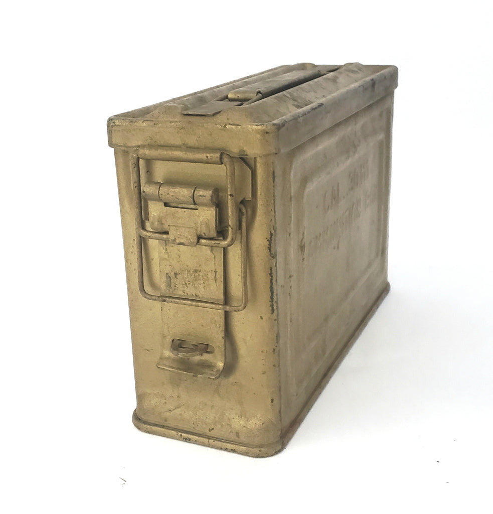 WWII US Steel Military Ammunition Box .30 CAL M1 by CANCO Old Gold Paint