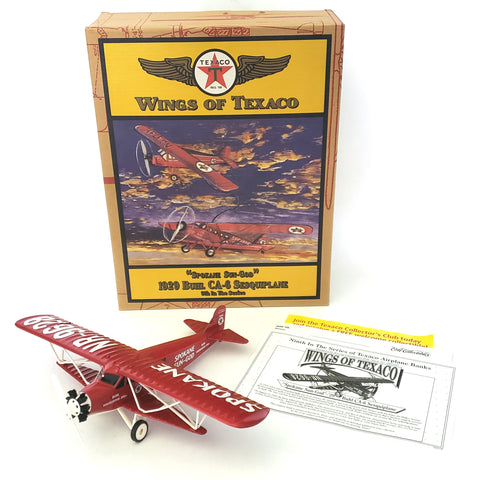 Wings of Texaco Spokane Sun-God 1929 Buhl CA-6 Sesquiplane Die Cast Metal Coin Bank