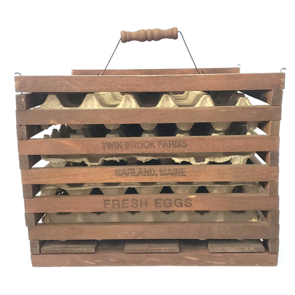 Antique Farmhouse Wooden Egg Crate Carrier Twin Brook Farms Garland, Maine
