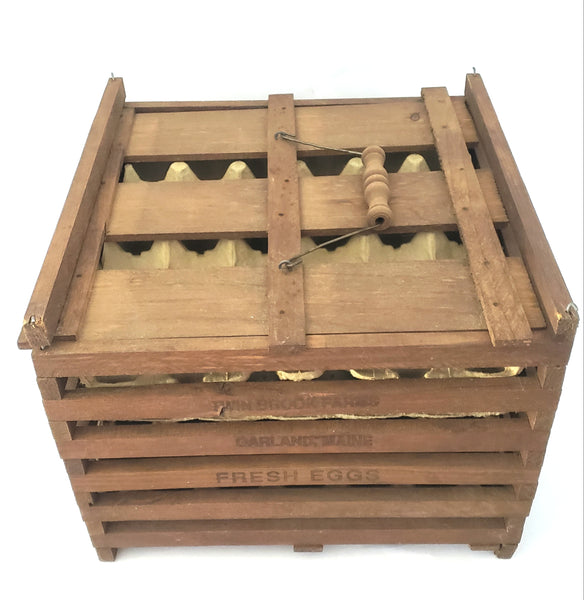 Antique Farmhouse Wooden Egg Crate Carrier Twin Brook Farms Garland, Maine