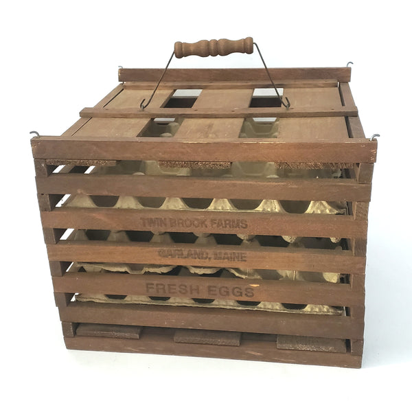 Antique Large Farmhouse Wooden Egg Crate Carrier Twin Brook Farms Garland, Maine