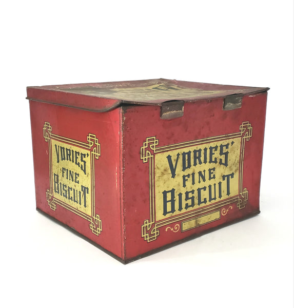 Antique Red Vories Baking Company Biscuit Tin New Orleans, USA