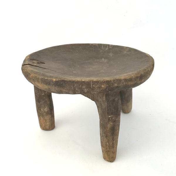 Antique Hand-Carved Ethiopian Wooden Milking Stool Jimma Culture