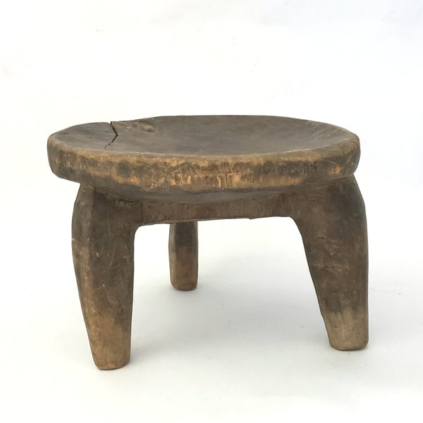 Primitive Hand-Carved Ethiopian Wooden Milking Stool Jimma Culture