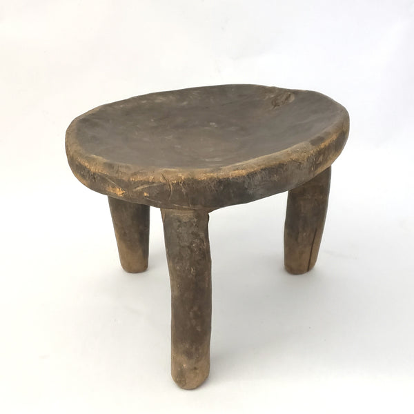 Primitive Hand-Carved Ethiopian Wooden Milking Stool Jimma Culture