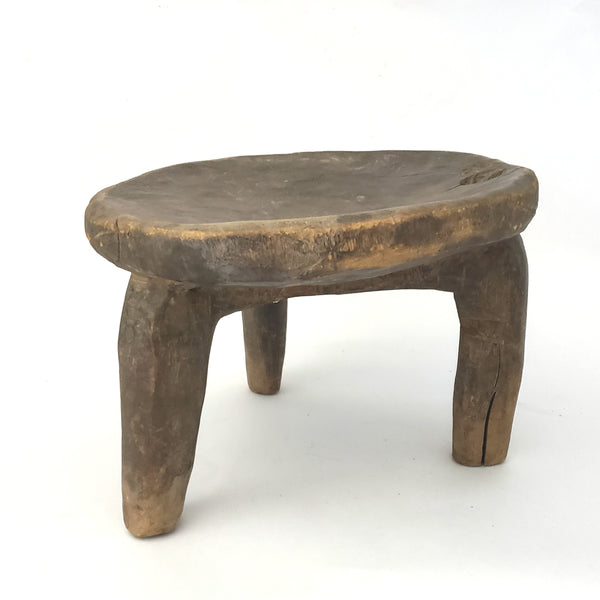 Primitive Hand-Carved Ethiopian Wooden Milking Stool Jimma Culture